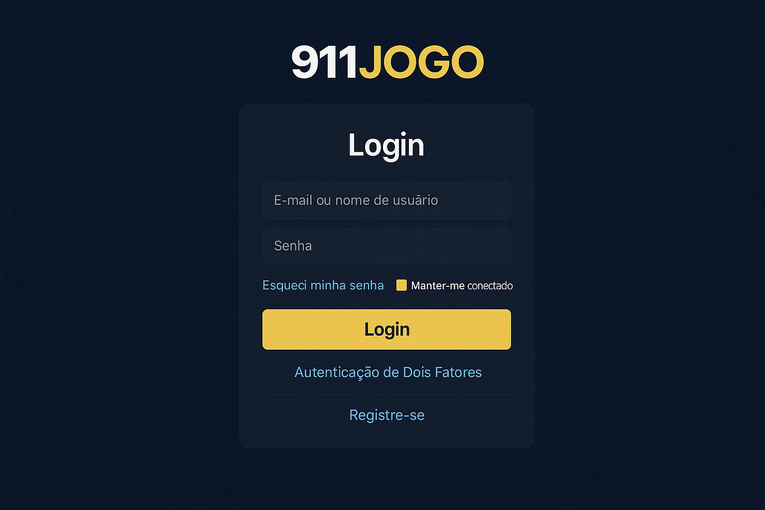 Criar uma nova Conta no plataforma 911JOGO 